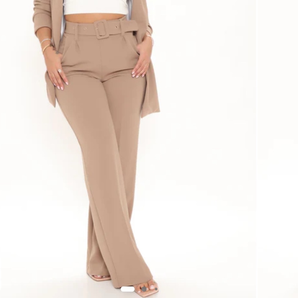 High-Waisted Trousers, Wide-Leg w/ Belt